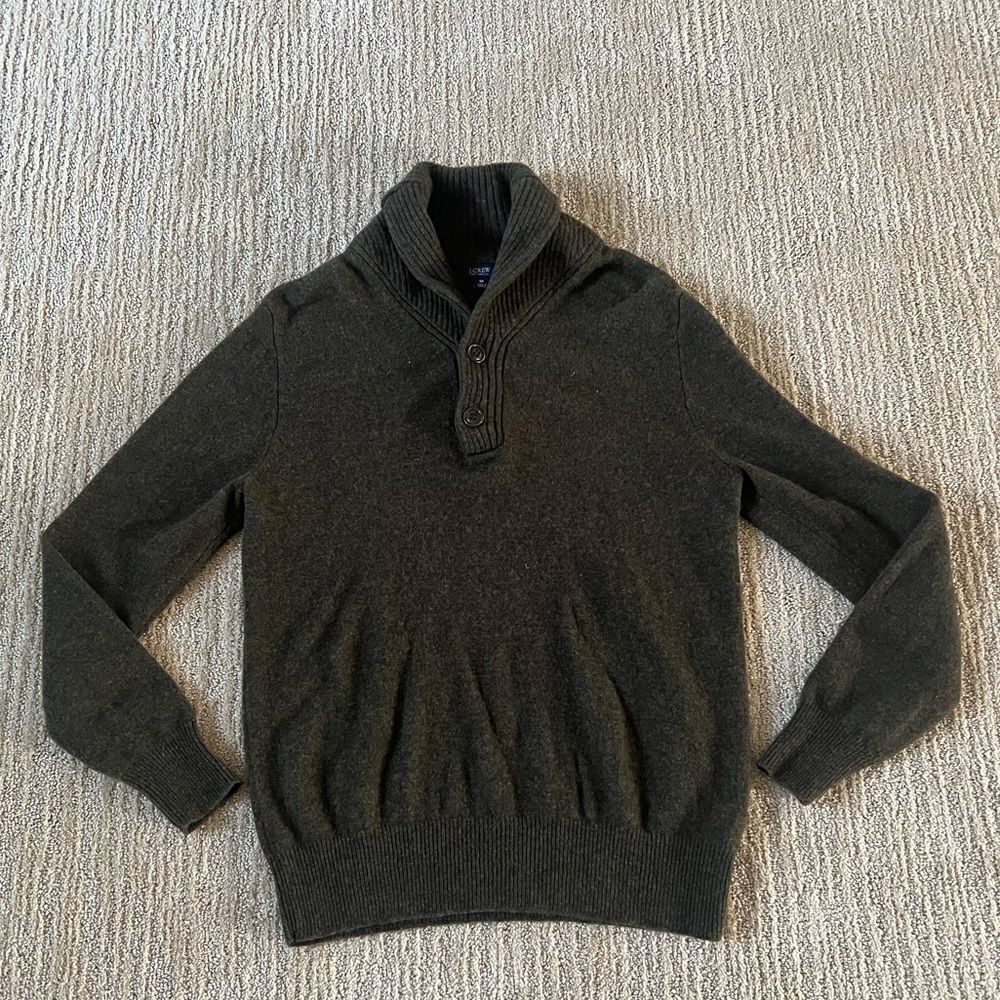 J. Crew Mens Green Cowl neck Sweater